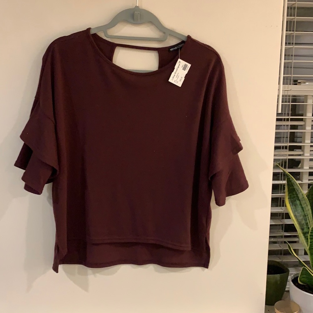 Knit Top with Ruffle Sleeves